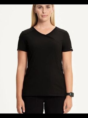 Cherokee Black V-Neck Short Sleeve Scrub Medical Top